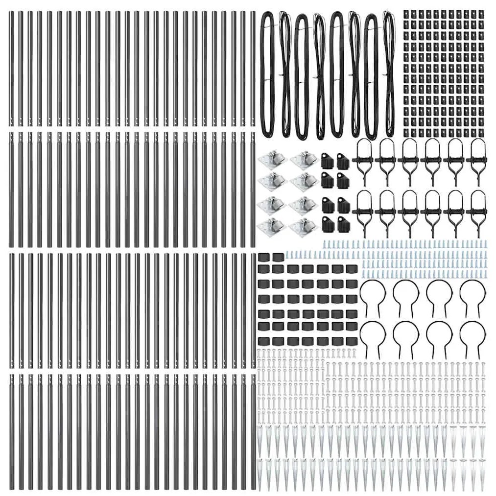 vidaXL Στύλος Περιφράξεων 52 pcs Ασημί 3.2 x 3.2 x 170 εκ Ατσάλι
