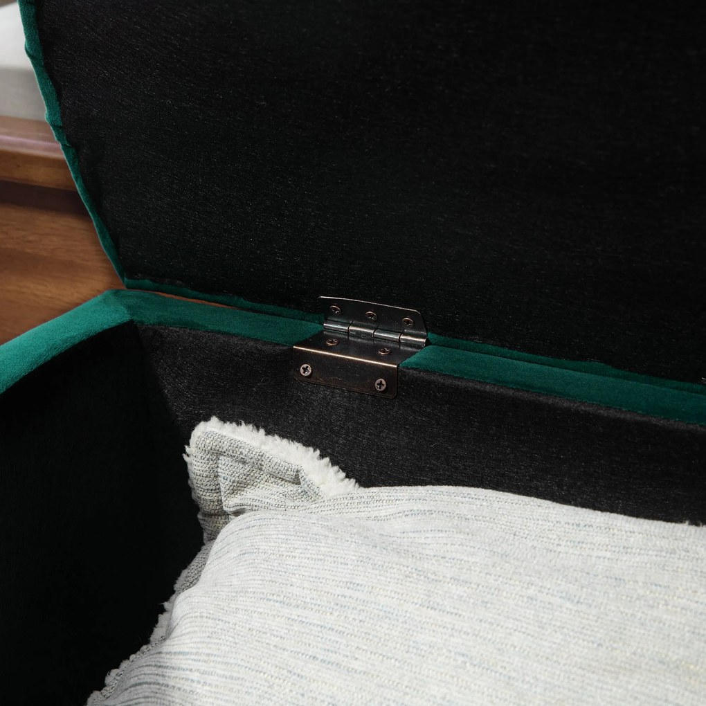 HOMCOM Σκαμπό με αποθηκευτικό χώρο, σεντούκι, επενδεδυμένο, καπάκι soft-close, όψη βελούδου, 120 x 46 x 42 cm, Σκούρο Γκρι