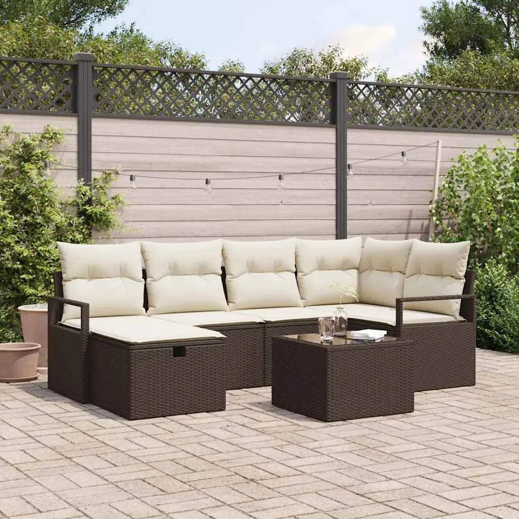 vidaXL Σετ Καναπέ Κήπου 7 pcs Καφέ και κρεμ 232 x 122 x 85 εκ.