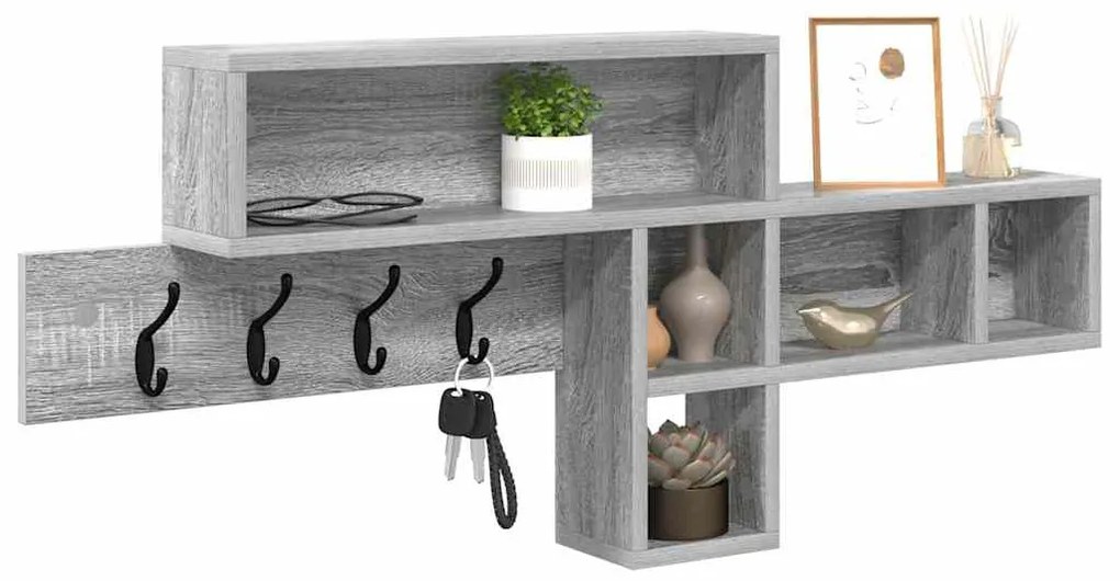 vidaXL Τοίχου Κρεμάστρα με ράφι Γκρι sonoma 100 x 12 x 43.5 εκ