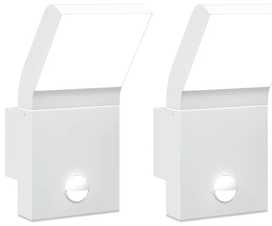 vidaXL Φωτιστικά Τοίχου Εξ. Χώρου LED με Αισθ. 2 τεμ Λευκό Χυτοσ/Αλουμ