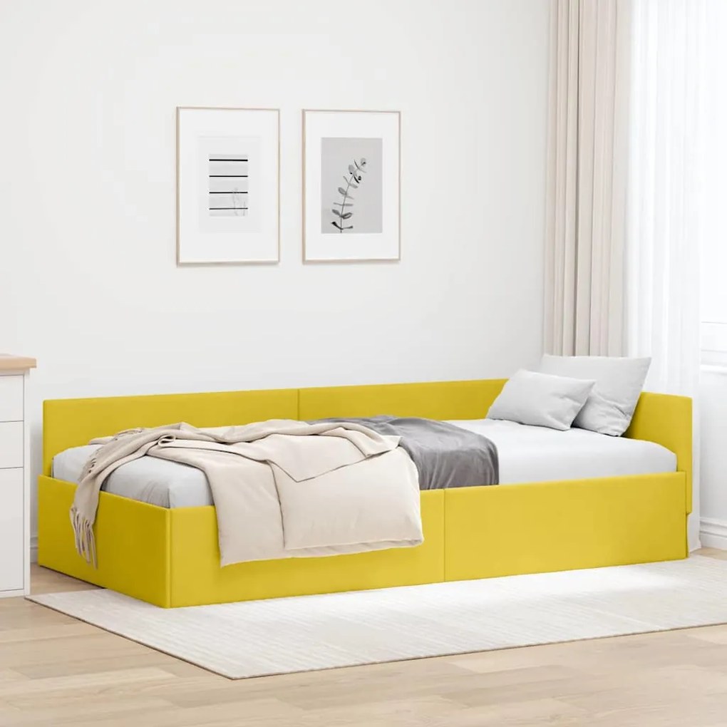 vidaXL Κρεβάτι Γωνίας Άλλο με κεφαλάρι Κίτρινο 90 x 190 cm
