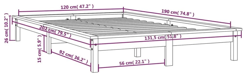 ΠΛΑΙΣΙΟ ΚΡΕΒΑΤΙΟΥ ΜΑΥΡΟ 120X190 ΕΚ ΜΑΣΙΦ ΠΕΥΚΟ 4FT SMALL DOUBLE 820580