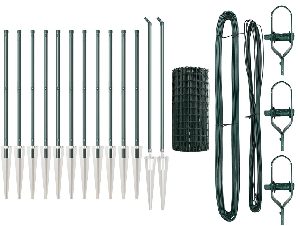 vidaXL Euro Fence με 13 Μεταλλικούς Στύλους 0.4x25 μ Γαλβανισμένος Σίδηρος Πράσινος