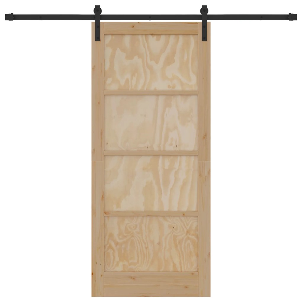 vidaXL Συρόμενη Πόρτα με Σετ Εξαρτημάτων 86x198.5 cm Συμπαγές Ξύλο Πεύκου