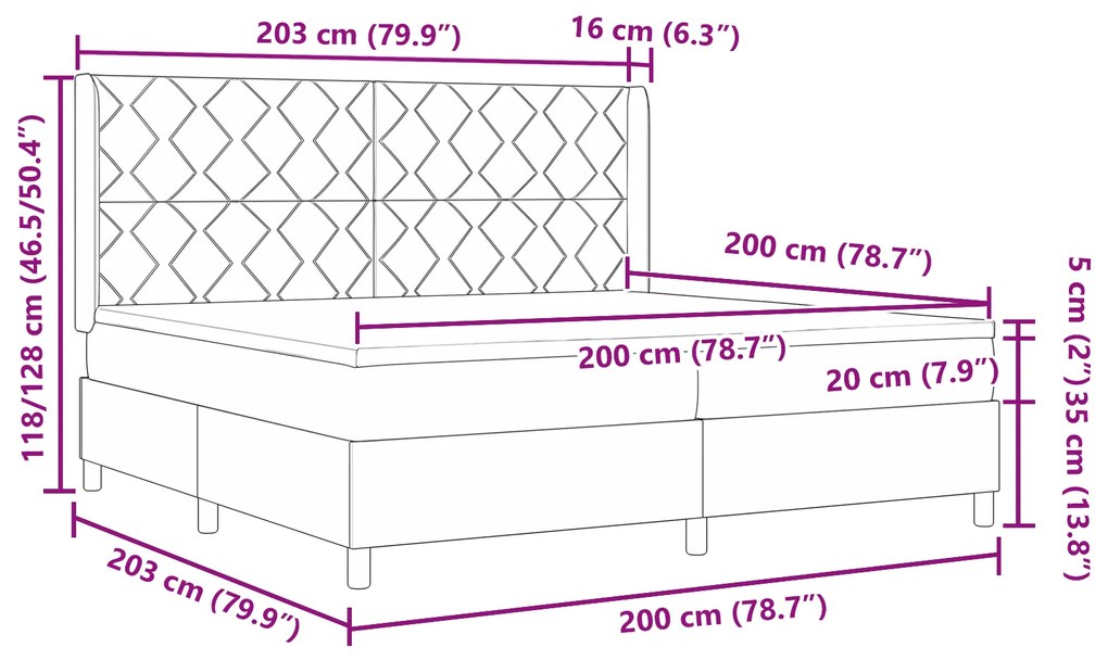 vidaXL Κρεβάτι  με ελατήρια και στρώμα σε μπλε - 200x200 εκ. Υφασμάτινο