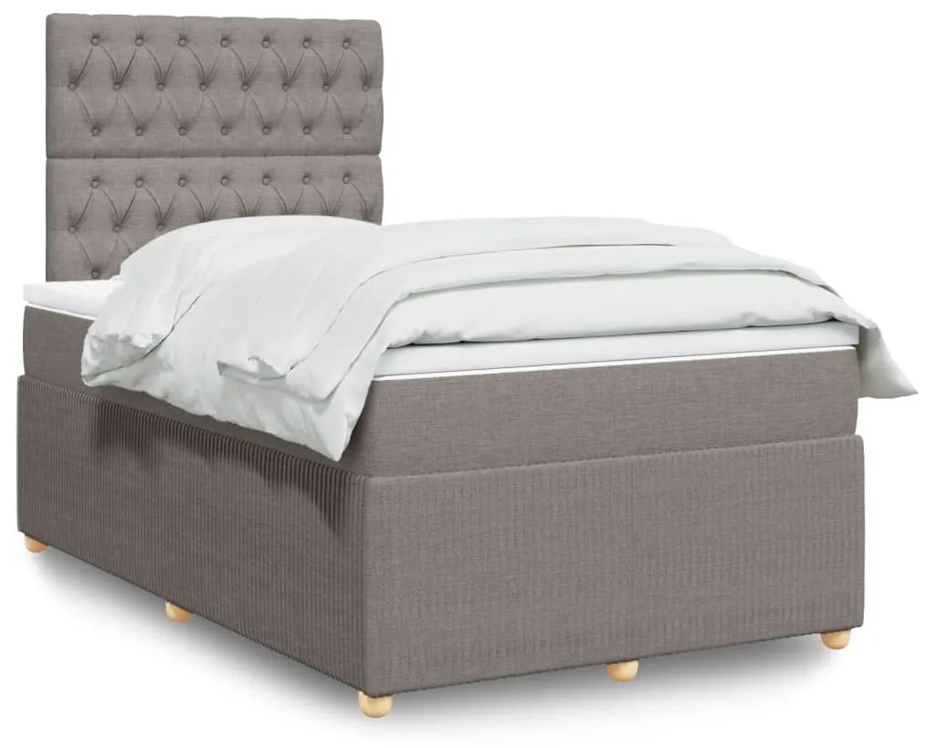 Κρεβάτι Boxspring με Στρώμα Taupe 120x190 εκ. Υφασμάτινο