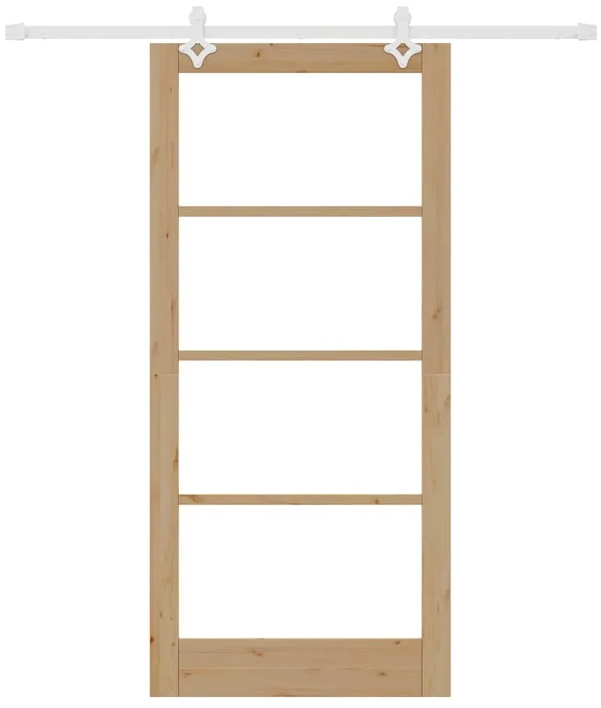 vidaXL Συρόμενη Πόρτα Καφέ 93 x 202 cm Ξύλο και μέταλλο