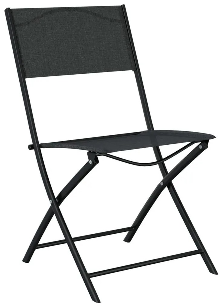 Καρέκλες Εξ. Χώρου Πτυσσόμενες 2 τεμ. Μαύρες. Ατσάλι/Textilene - Μαύρο