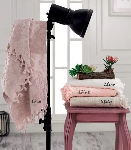 Beauty Home Πετσέτα μπάνιου ζακάρ με δετό κρόσι Art 3180 σε 4 αποχρώσεις 70x140  Σάπιο Μήλο