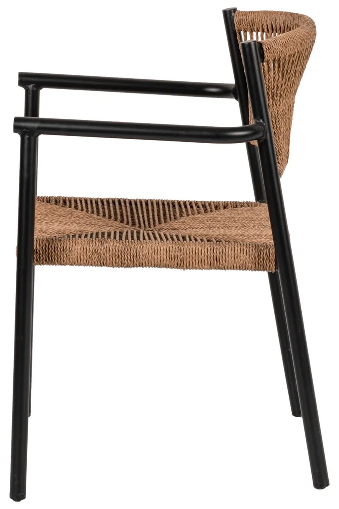 Πολυθρόνα Κήπου INGA Μαύρο/Φυσικό Αλουμίνιο/Rattan 55.5x50x77.5cm - 14840007 - 14840007