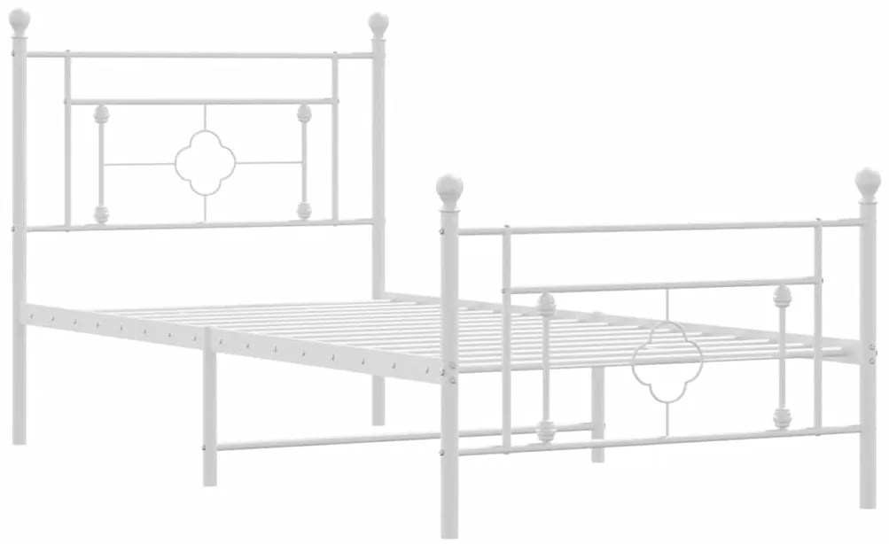 vidaXL Πλαίσιο Κρεβατιού με Κεφαλάρι&amp;Ποδαρικό Λευκό 100x200εκ. Μέταλλο