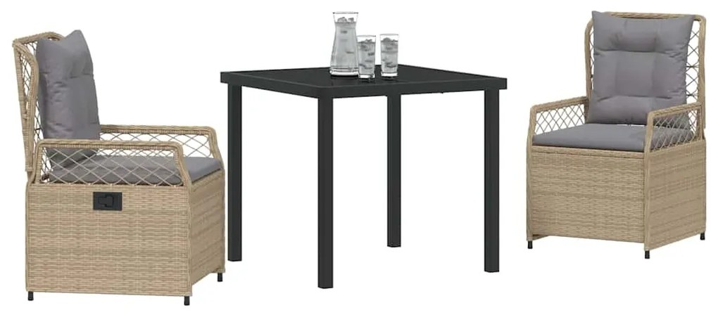 vidaXL Σέτ φαγητού για κήπο 3 pcs Μπέζ και Ανοιχτό Γκρι