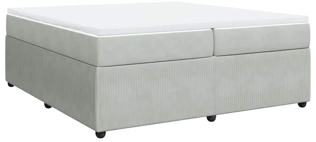 vidaXL Κρεβάτι Boxspring με Στρώμα Ανοιχτό Γκρι 200x200 εκ. Βελούδινο