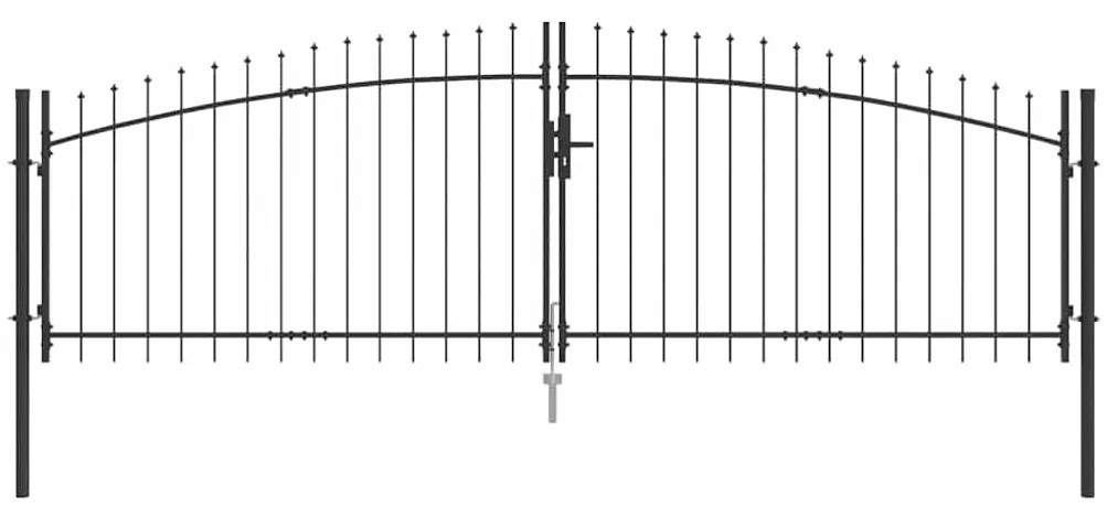 vidaXL Πύλη Κήπου με κλειδαριά Γκρι 125 x 400 εκ Ατσάλι