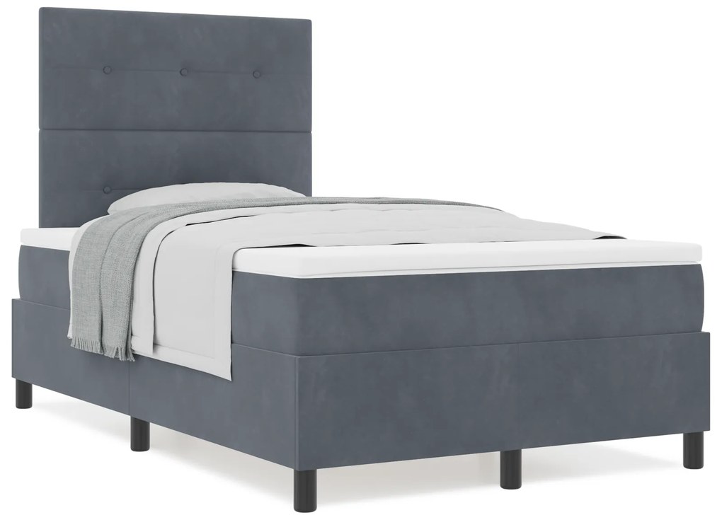 vidaXL κρεβάτι box spring με στρώμα σε σκούρο γκρι χρώμα μικρού διπλού μεγέθους από βελούδο
