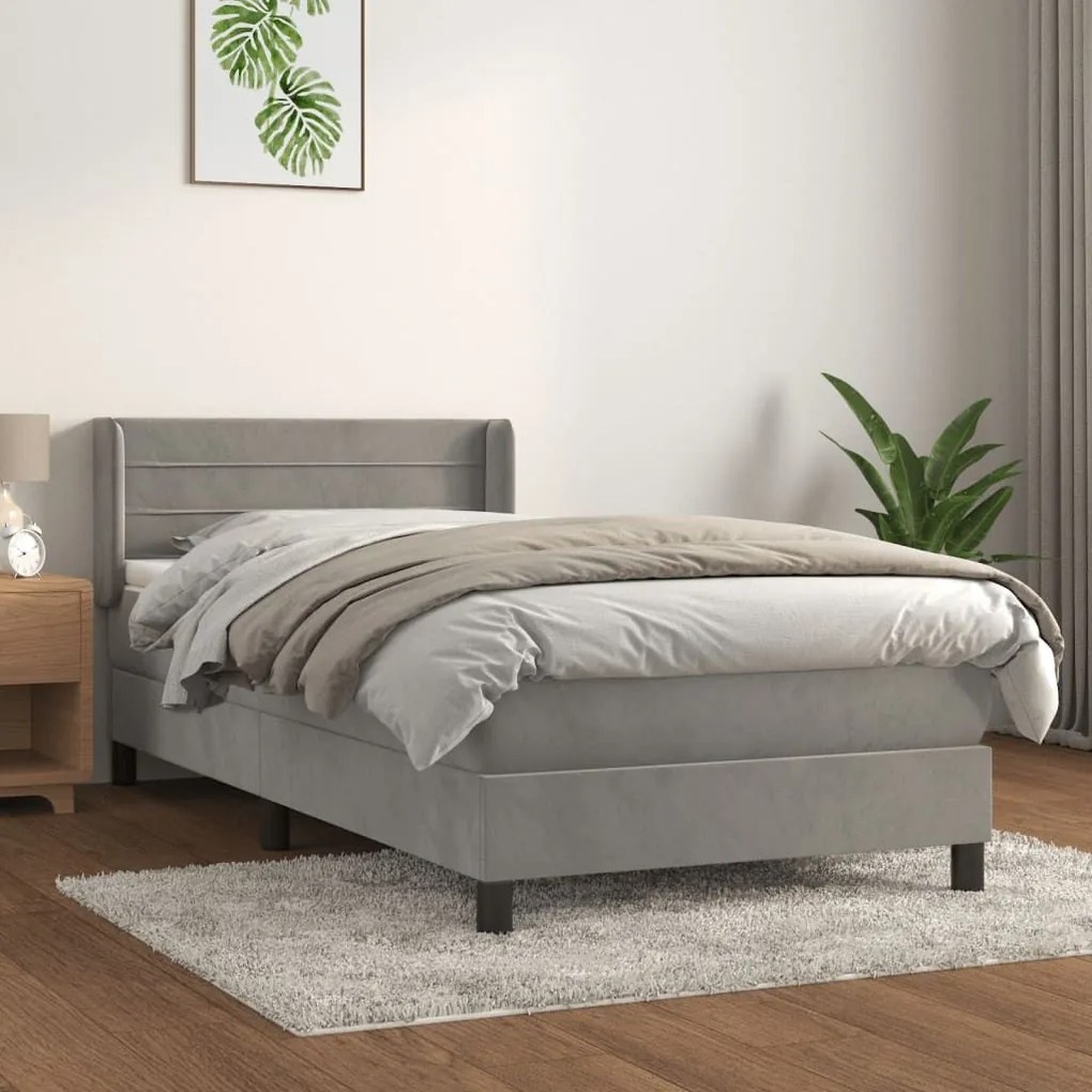 ΚΡΕΒΑΤΙ BOXSPRING ΜΕ ΣΤΡΩΜΑ ΑΝΟΙΧΤΟ ΓΚΡΙ 90X190 ΕΚ. ΒΕΛΟΥΔΙΝΟ 3130991