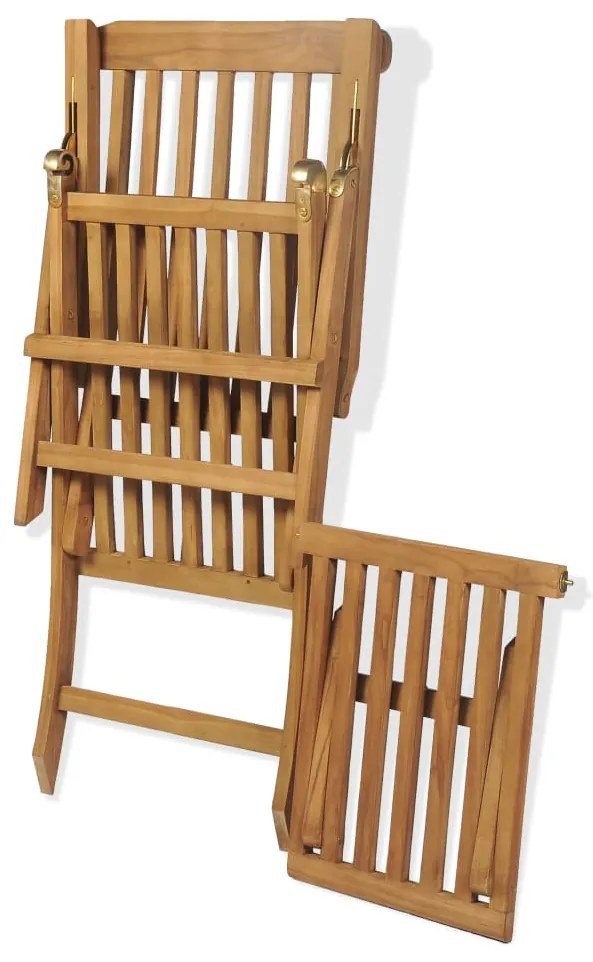vidaXL Ξαπλώστρα με Υποπόδιο από Μασίφ Ξύλο Teak