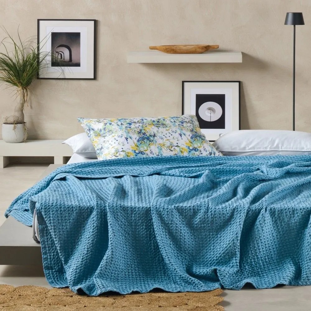 Κουβέρτα Illusion 08 Blue Kentia Μονό 170x250cm 100% Βαμβάκι