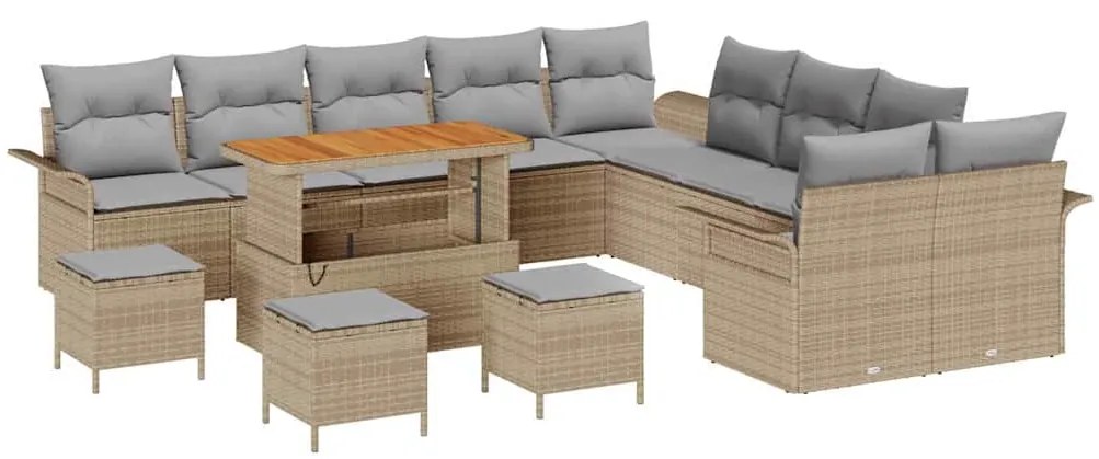 vidaXL Σετ Καναπέ Κήπου 14 pcs Μπεζ συνθετικό ρατάν