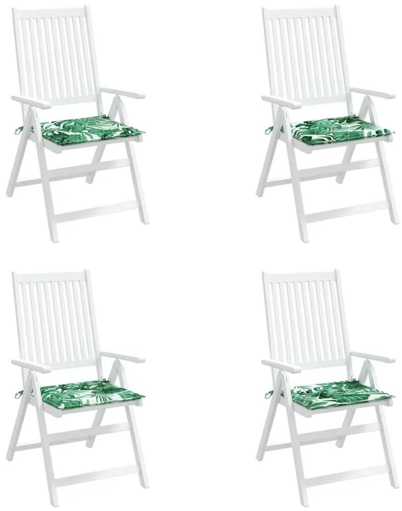 Μαξιλάρια Καρέκλας Κήπου 4 τεμ Σχέδιο Φύλλων 50x50x4 εκ. Υφασμ. - Πολύχρωμο