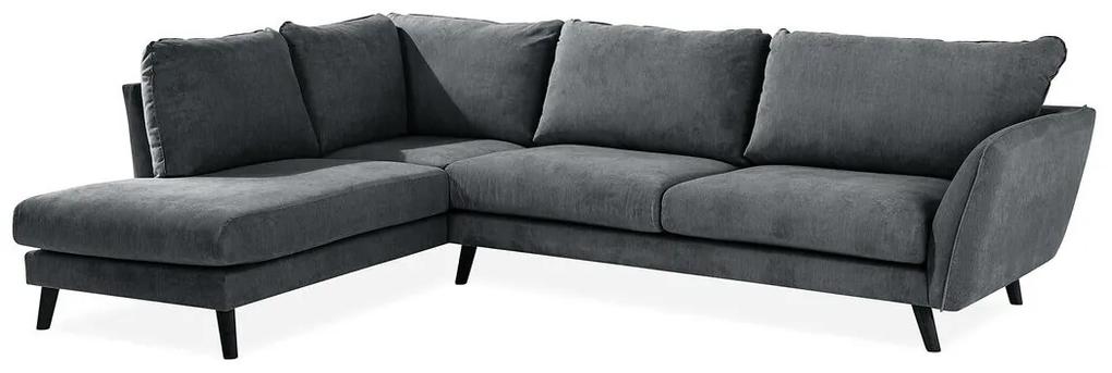 Γωνιακός Καναπές Scandinavian Choice P117, Σκούρο γκρι, Μαύρο, 297x200x80cm, 117 kg, Πόδια: Ξύλο | Epipla1.gr