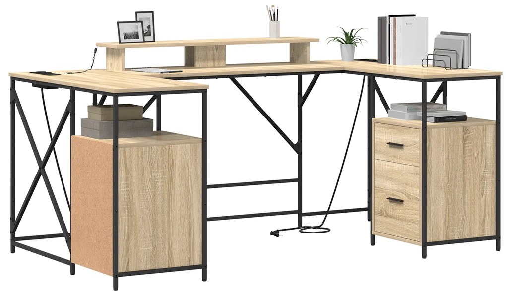 vidaXL Γραφείο Sonoma Oak 182 x 101 x 87.5 εκ. Επεξεργασμένο ξύλο