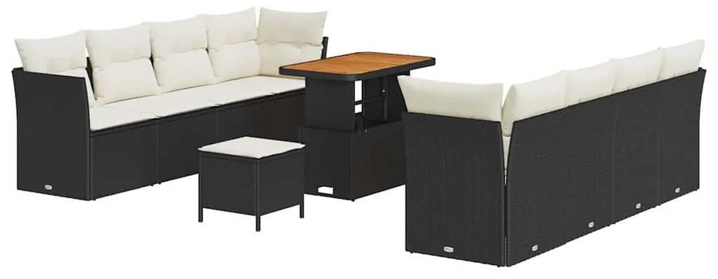 vidaXL Σετ Καναπέ Κήπου 11 pcs Μαύρο συνθετικό ρατάν
