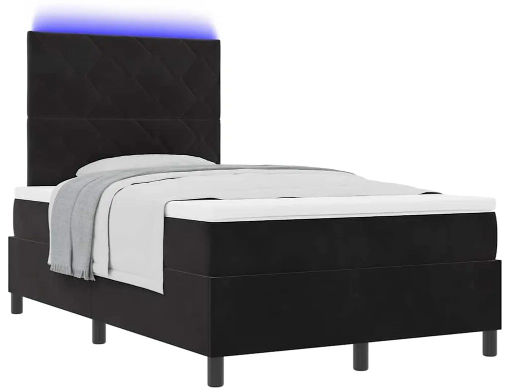 vidaXL Κρεβάτι με ελατήρια με στρώμα Μαύρο 120 x 190 cm Βελούδο