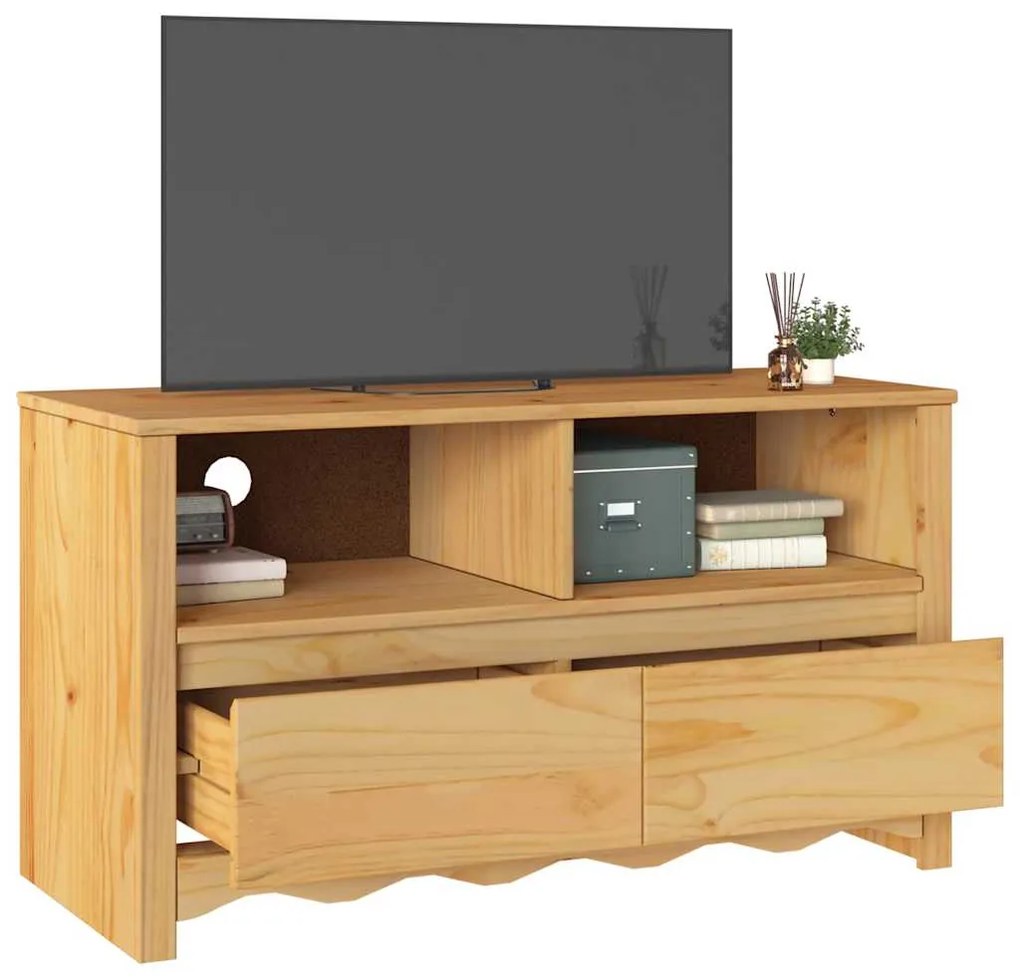 vidaXL Τηλεοπτική Βάση Καφέ 99 x 43 x 55 εκ. Μασίφ ξύλο πεύκου