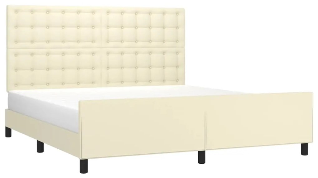 vidaXL Πλαίσιο Κρεβατιού με Κεφαλάρι Κρεμ 160x200 εκ. Συνθετικό Δέρμα