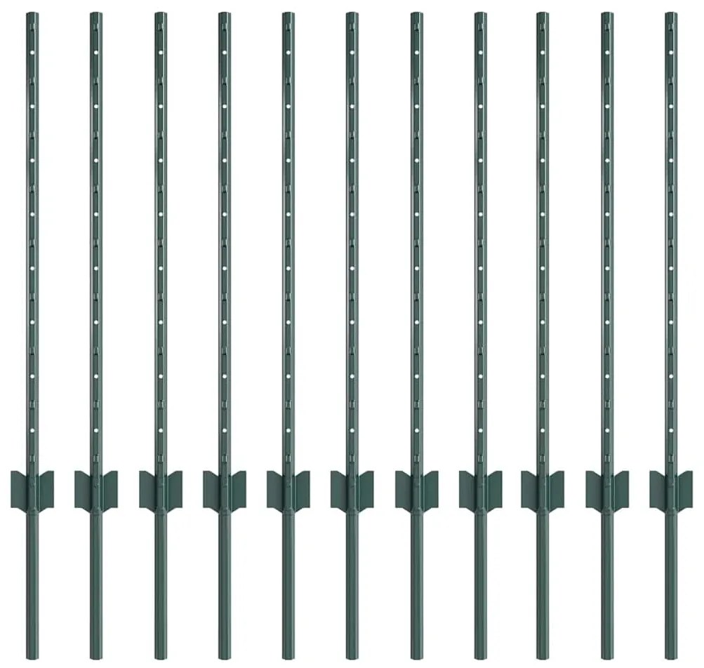 vidaXL Πό posts φράχτη 11 pcs Πράσινο 80 cm Ατσάλι