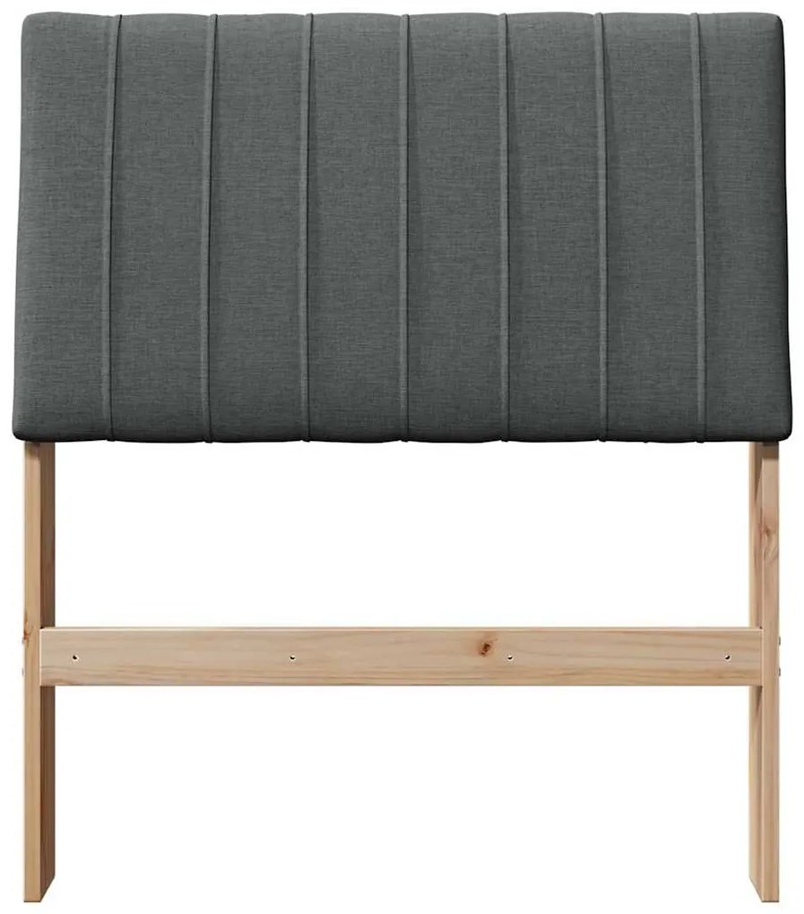 vidaXL Ταπετσαρισμένο κεφαλάρι Σκούρο Γκρι 80 cm Στερεά ξυλεία πεύκου