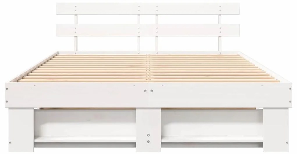 vidaXL Σκελετός Κρεβατιού Λευκό 150 x 200 cm Μασίφ ξύλο πεύκου