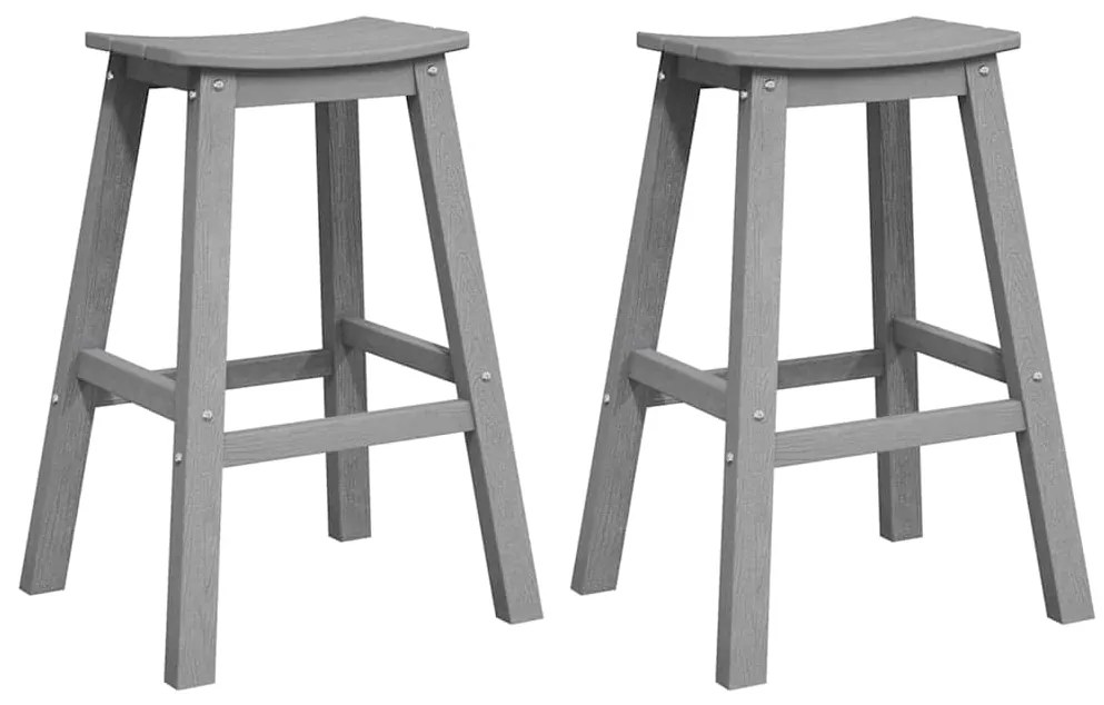 vidaXL Μπαρ σκαμπό 2 pcs Ανοιχτό γκρι 52 x 43 x 73.5εκ HDPE