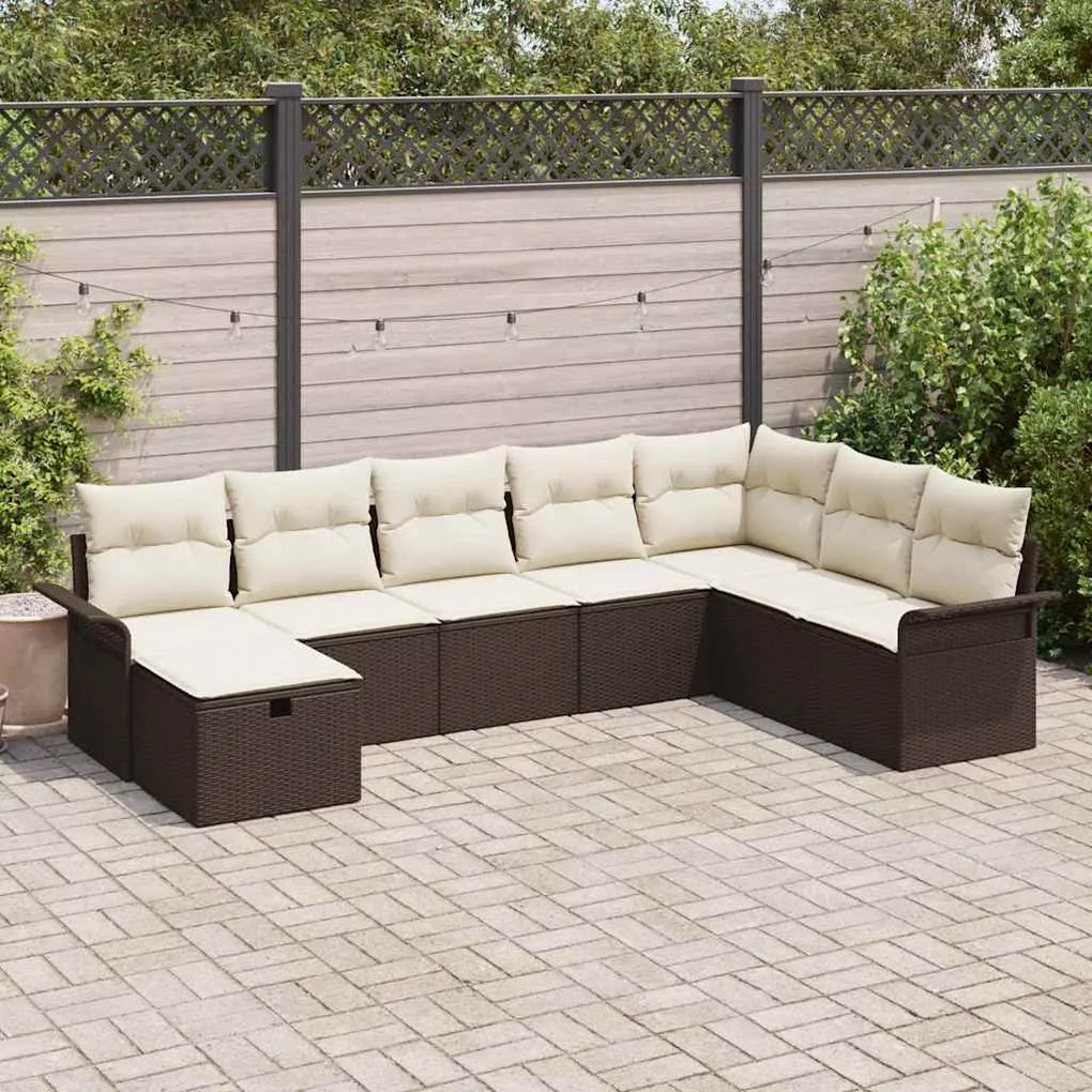 vidaXL Σετ Καναπέ Κήπου 8 pcs Καφέ και κρεμ 297.5 x 187.5 x 85 εκ