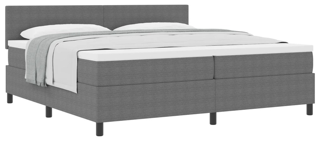 vidaXL Κρεβάτι με Ελατήριο και Στρώμα Light Grey 200x200 εκ Ύφασμα Βελούδου