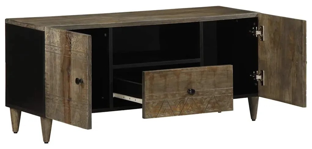 ντουλάπι τηλεόρασης vidaXL ανοιχτό γκρι 105x33,5x46cm μασίφ ξύλο Mango