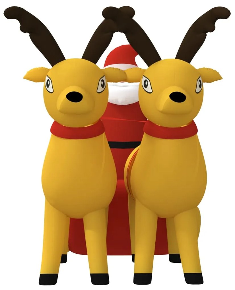 vidaXL Άγιος Βασίλης Έλκηθρο με Ταράνδους Φουσκωτό με LED 130 εκ.