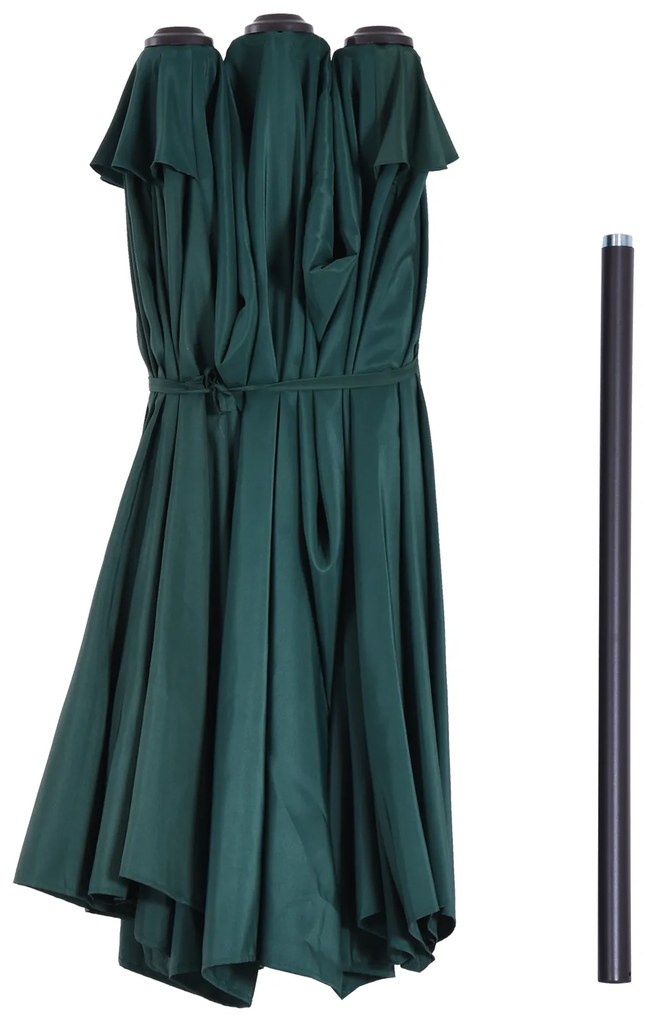 Outsunny Ομπρέλα Κήπου Ομπρέλα Αγοράς Διπλή Ομπρέλα Βεράντας με Μανιβέλα Σκούρο Πράσινο Οβάλ 460 x 270 x 240 cm