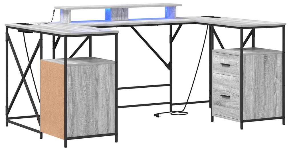 vidaXL Γραφείο Γκρι Sonoma 182 x 101 x 87.5 εκ. Επεξεργασμένο ξύλο