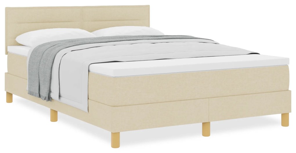vidaXL Κρεβάτι Box Spring με Στρώμα Κρεμ 140χ200 εκ. Ύφασμα