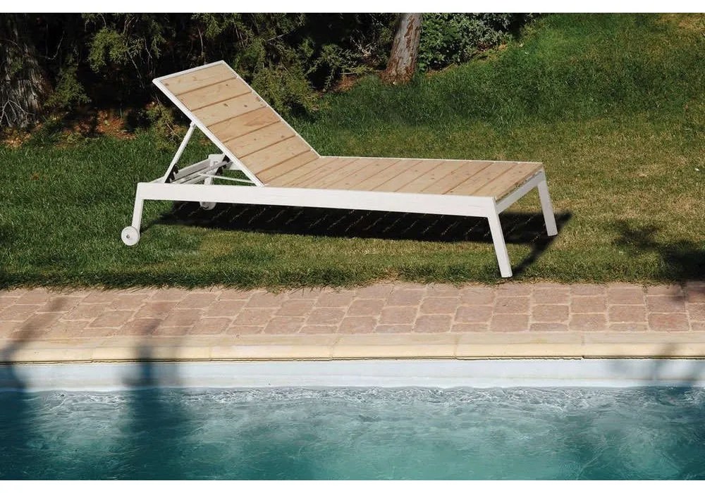 Ξαπλώστρα Μεταλλική Με Ξύλο Πεύκο 192x60x35 191525 White