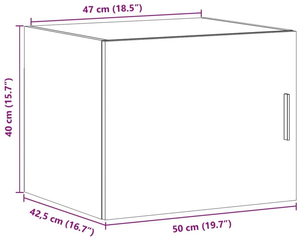 Ντουλάπι Τοίχου Γκρι Sonoma 50x42,5x40 εκ. Επεξεργασμένο Ξύλο - Γκρι