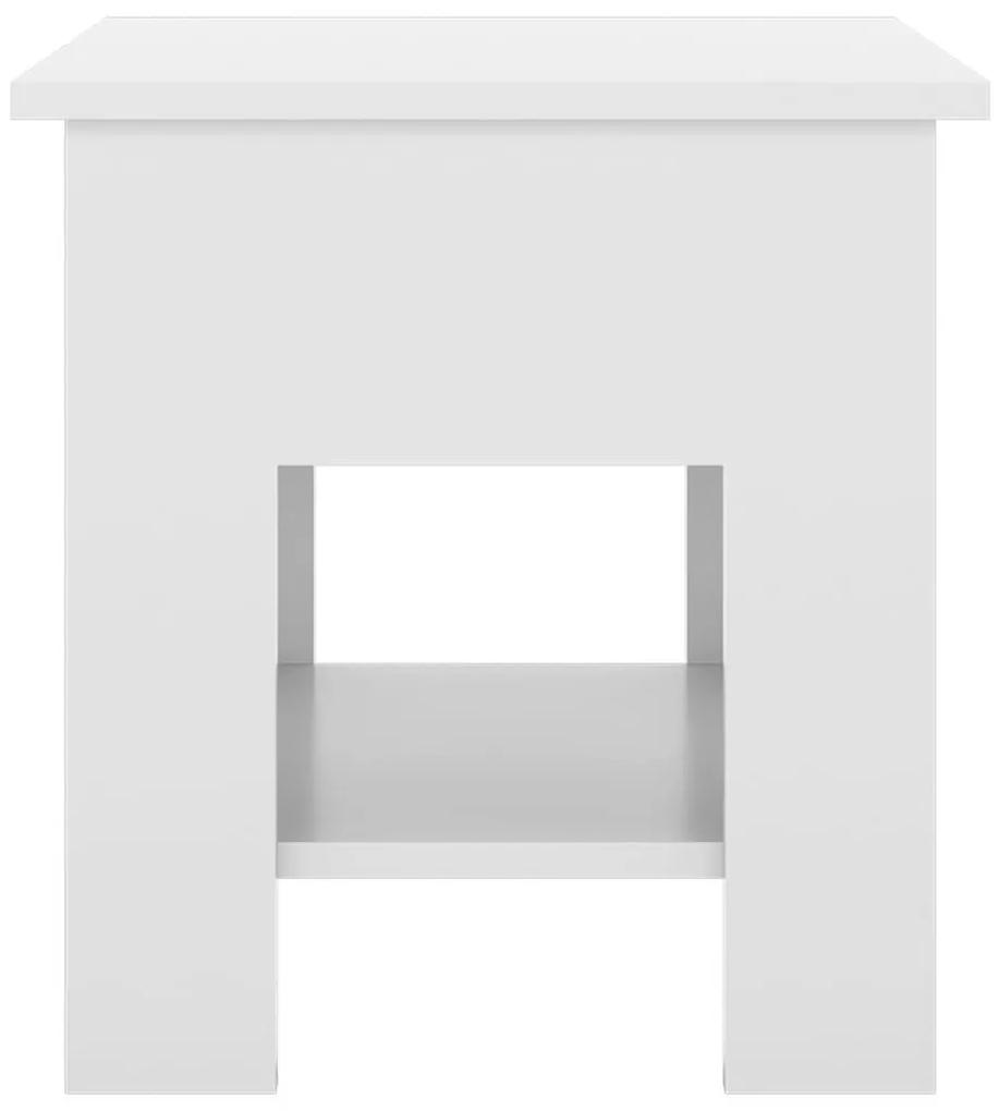 Τραπεζάκι Σαλονιού Γυαλ. Λευκό 40x40x42 εκ. από Συνθετικό Ξύλο - Λευκό
