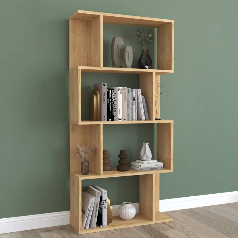 Βιβλιοθήκη Kadu pakoworld σε oak απόχρωση 72x22x147εκ