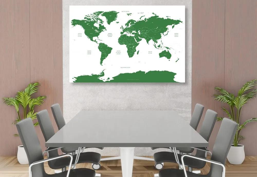 Εικόνα στον παγκόσμιο χάρτη φελλού με μεμονωμένες πολιτείες σε πράσινο - 120x80  transparent