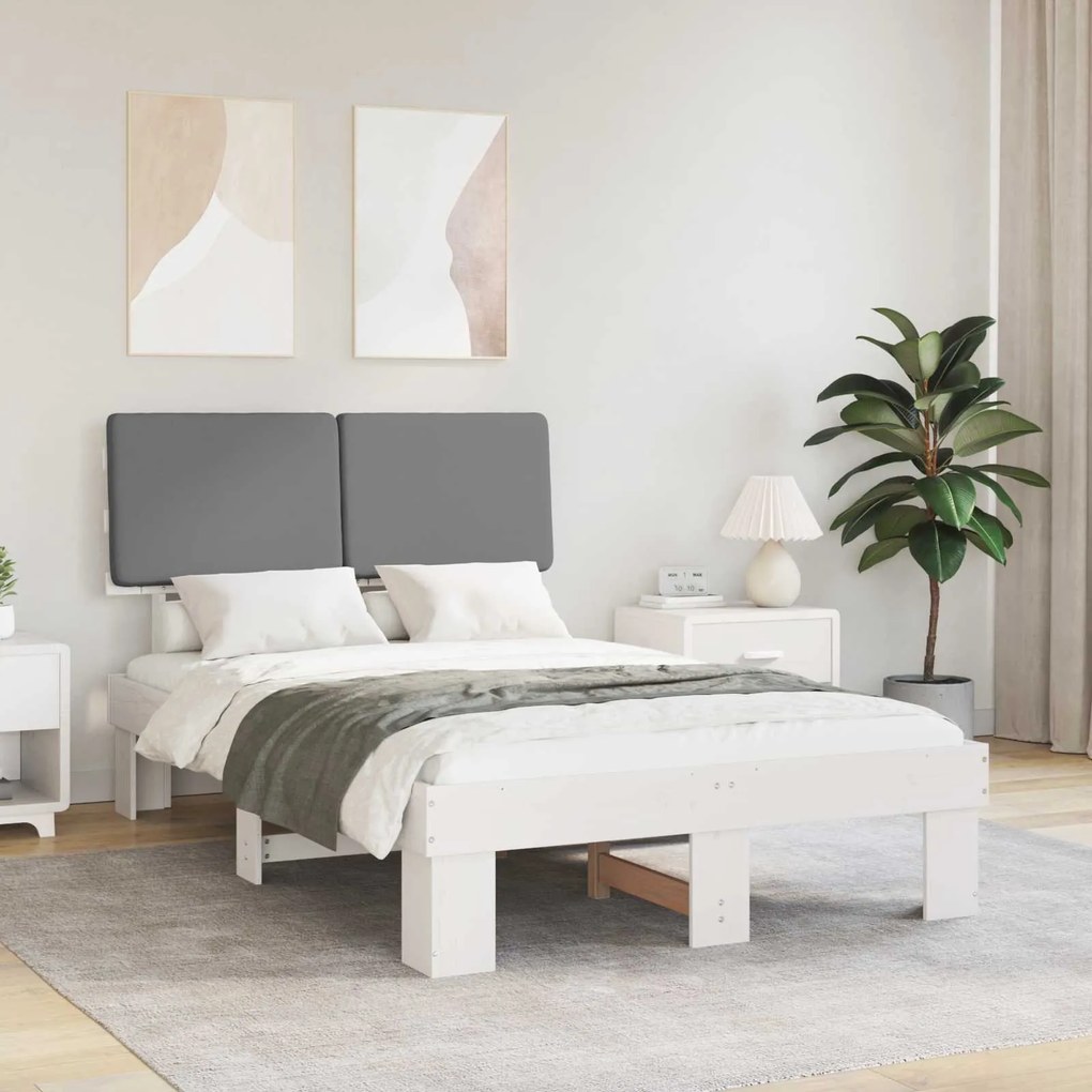 vidaXL Σκελετός Κρεβατιού με Επενδεδυμένο Κεφαλάρι Ανοιχτό γκρι