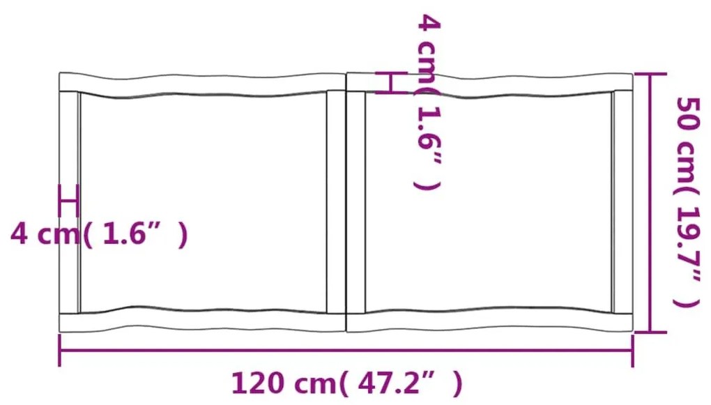 Επιφ Τραπεζιού Αν Καφέ 120x50x(2-4)εκ.Ακατέργ. Μασίφ Ξύλο Δρυός - Καφέ