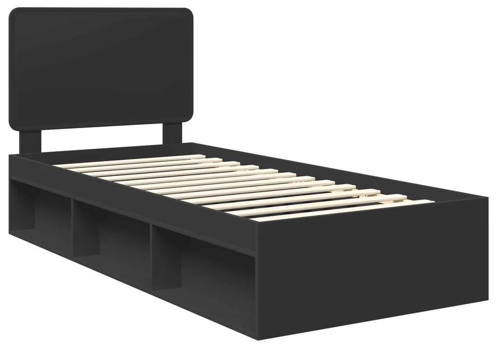 vidaXL Σκελετός Κρεβατιού Μαύρο 90 x 200 cm Στερεά ξυλεία πεύκου